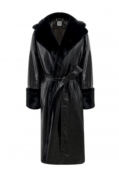 Rugan Siyah Kürk Detaylı Palto 