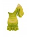 Linda Yeşil Drapeli Tek Omuz Saten Elbise