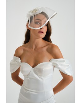 'DIANA' Beyaz Saten Drapeli Mini Elbise