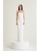  Beyaz El İşleme Detaylı Yaka Ve Kemeri Saten Maxi Krep Elbise