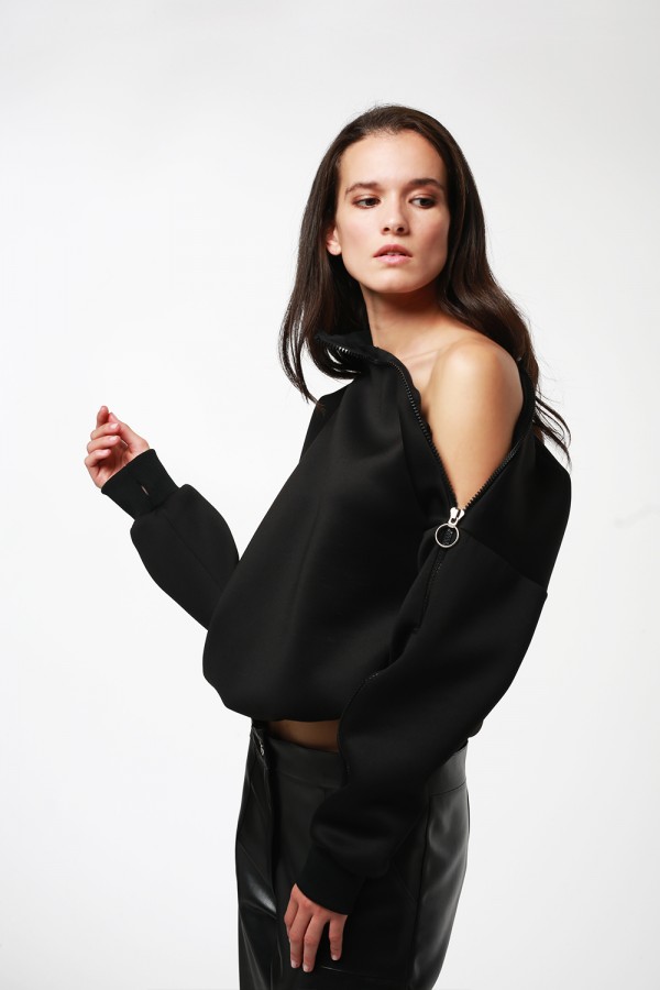 Siyah Fermuar Detaylı Sweatshirt