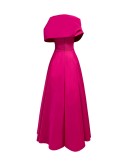 Straplez Drapeli Şal Detaylı Kloş Abiye Elbise