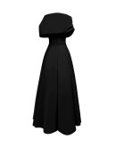 Straplez Drapeli Şal Detaylı Kloş Abiye Elbise