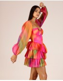 'RAINBOW' Renkli Balon Kol Mini Elbise