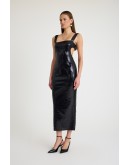 Payet cutout detaylı askılı midi elbise